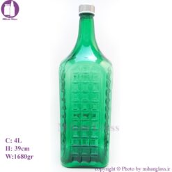 بطری چهار لیتری چهارگوش شطرنجی سبز پیچی